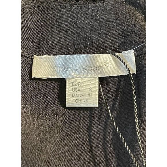 ANTHROPOLOGIE SEE U SOON Blouse Embroidered Flowy Pullover Top Black Small NWT - Picture 8 of 9